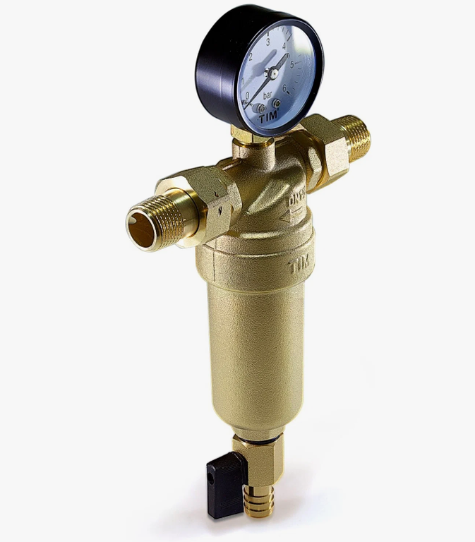 картинка Фильтр с манометром  1/2" для гор. воды поворотный  TIM от магазина Твоя Труба